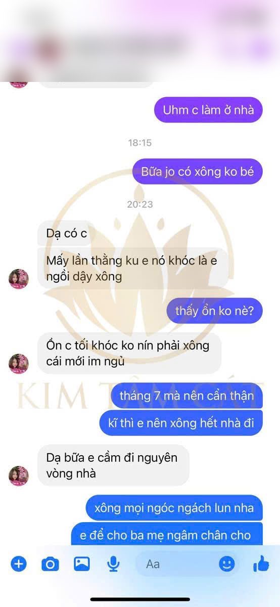 Tin nhắn khách kể con nhỏ khóc đêm, xông xong bé ngủ được